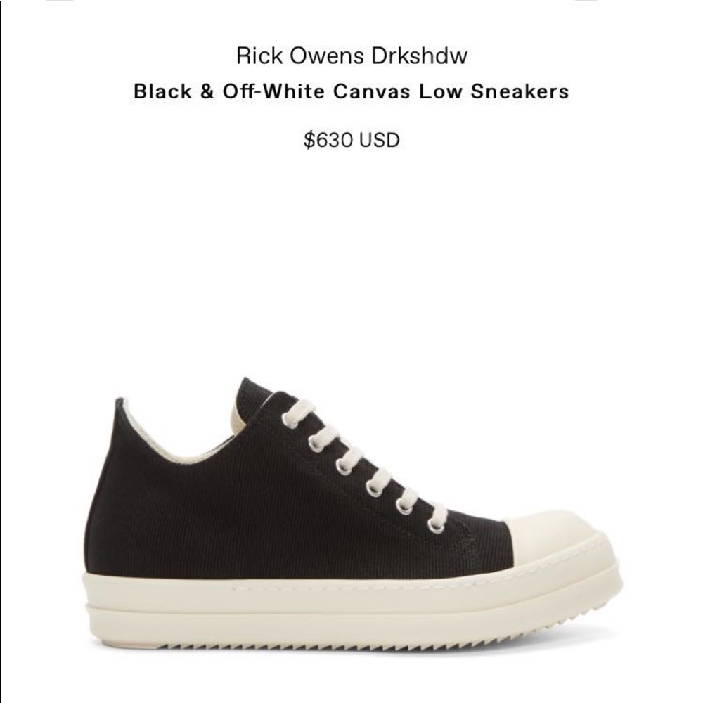 Rick Owens Drkshdw Black Canvas Shoes Sz 35 Women